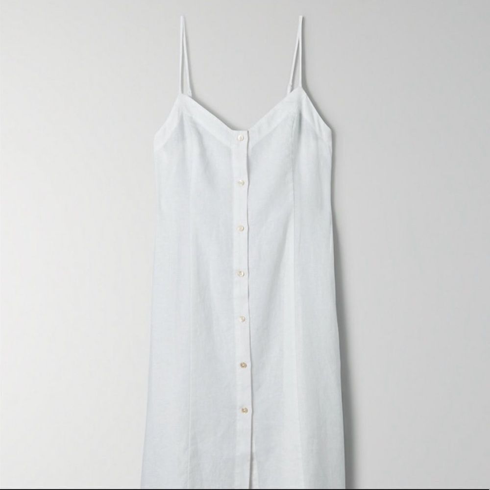 WILFRED Chariot Linen Midi Dress in White Medium